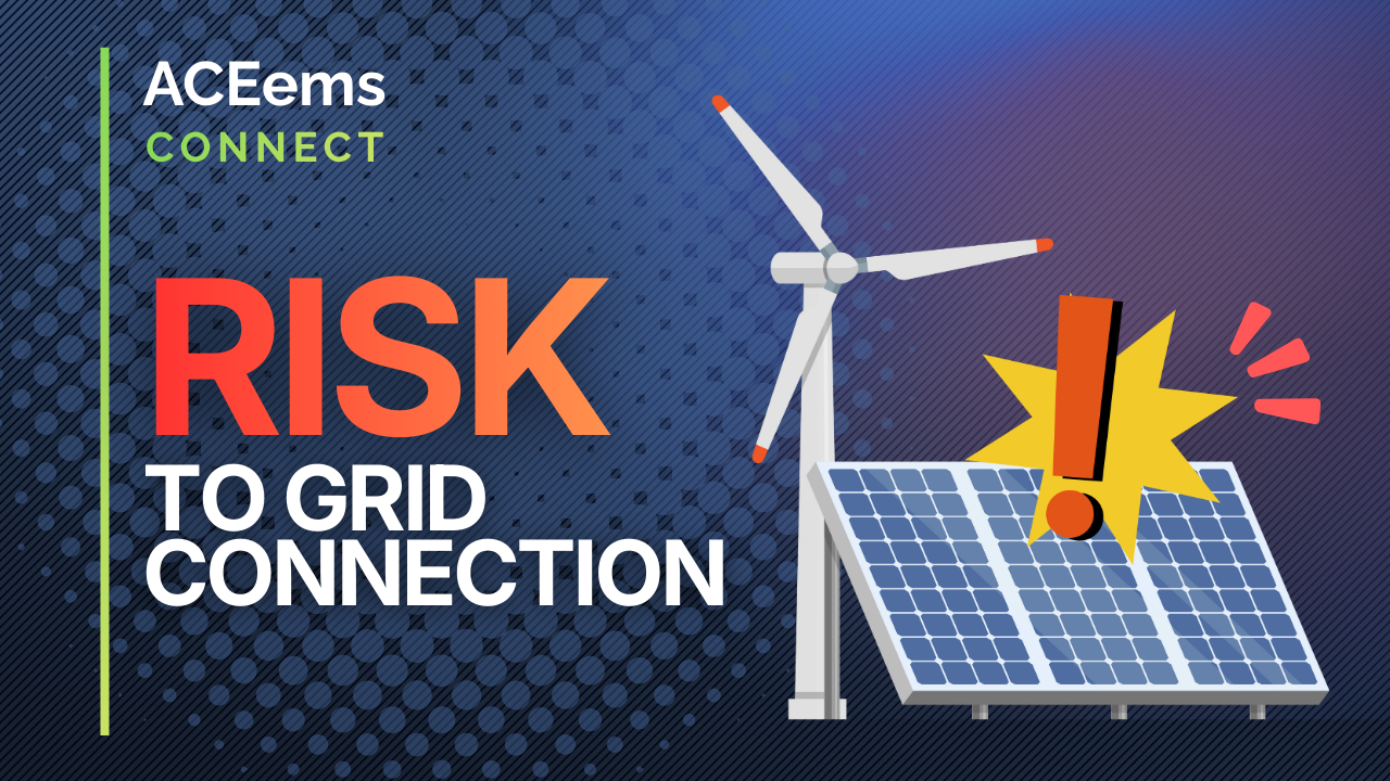Renewable energy in danger captioned "Risk to grid connection"